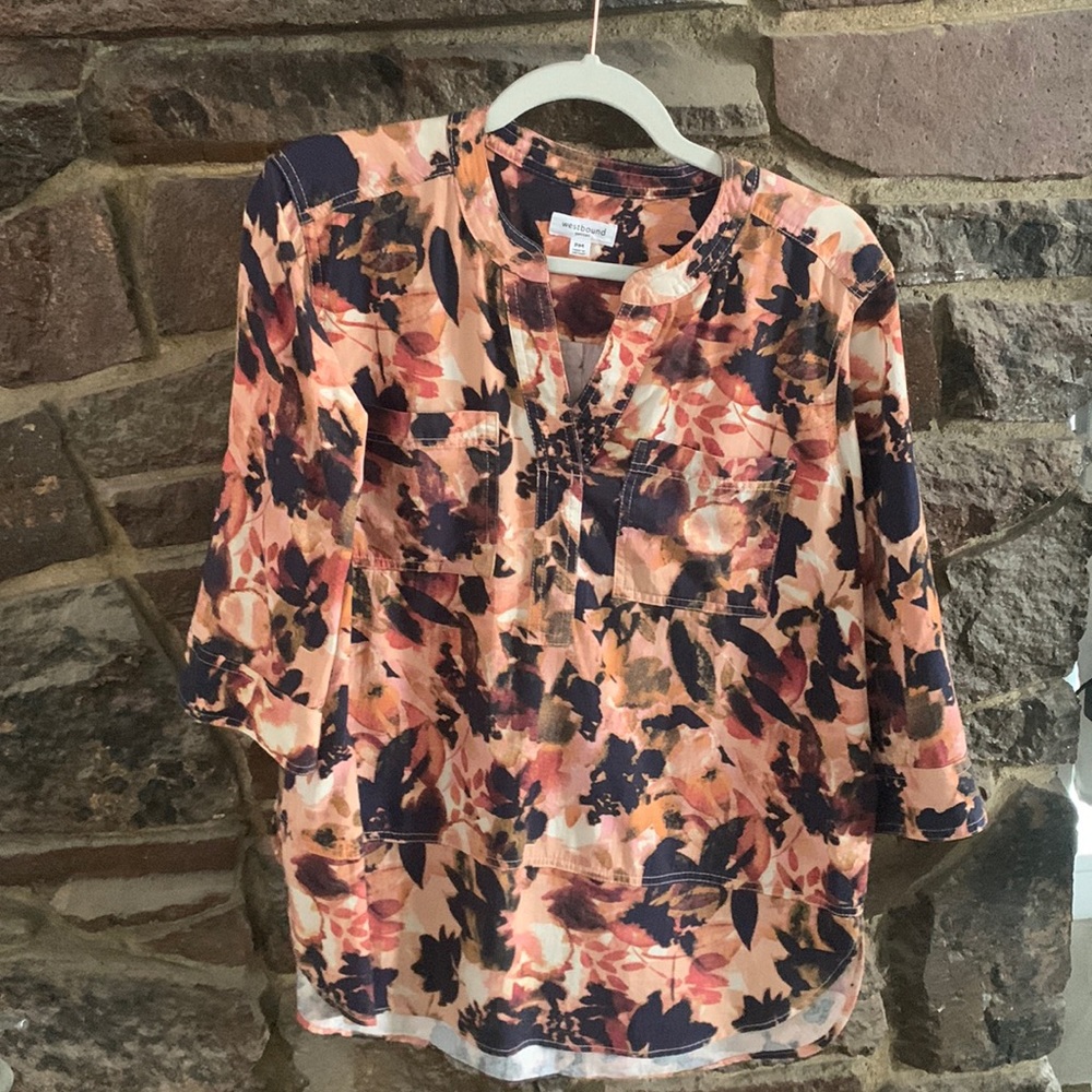 Westbound, petite medium, 3/4 length sleeve blouse.
